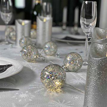 Lyskæde med 10 sølvfarvede kugler fra tyske Grundig. GRUN-8711252162867S